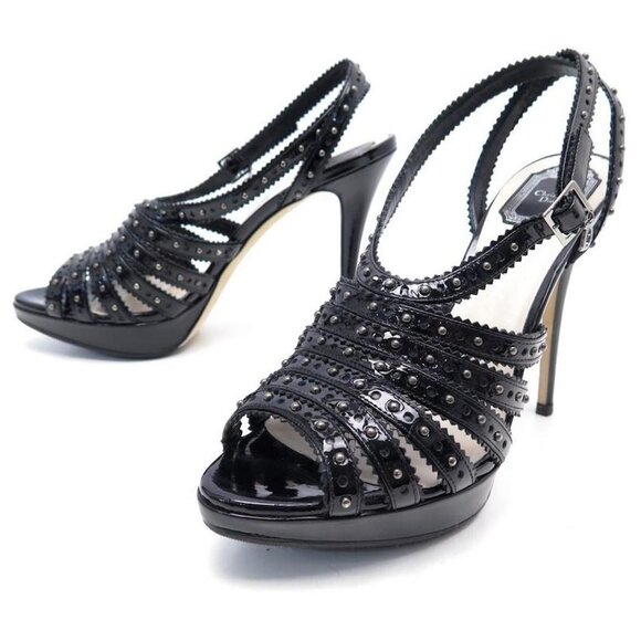 Dior Black Patent Leather Studded Strappy Bonnie Sandals Size 7/37.5 - Picture 2 of 8